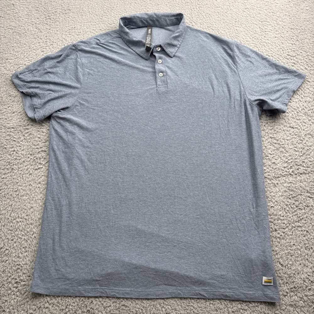 Vuori Strato Tech Polo Shirt Mens XL Heather Blue Performance Stretch V188